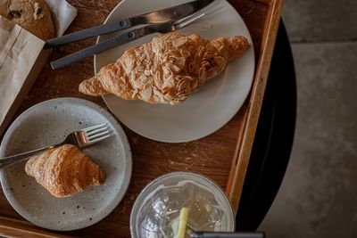 High angle view of food on table