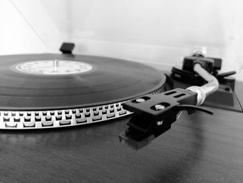 High angle view of piano on table