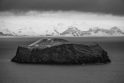 Scenic view of sea against sky during winter