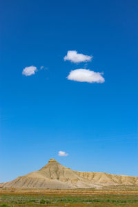 Scenic view of landscape against blue sky