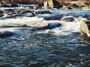 Water flowing through rocks