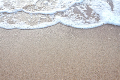 High angle view of wet sand on beach