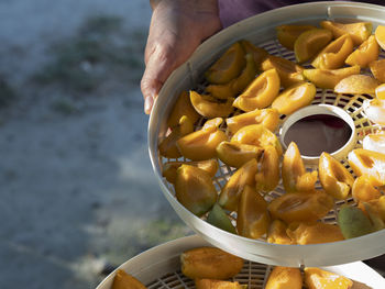 Close-up of person preparing food