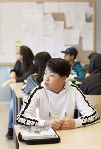 Teenage boy in classroom