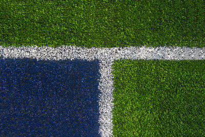 High angle view of soccer field