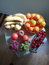 High angle view of fruits on table