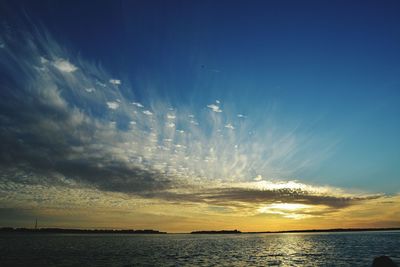 Scenic view of sea at sunset