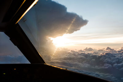 Cloudscape seen through airplane window