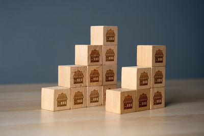 Close-up of toy blocks on table