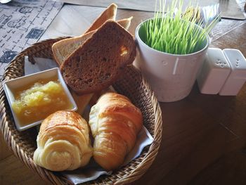 Close-up of breakfast on table