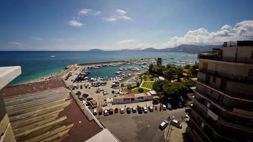 High angle view of beach against sky