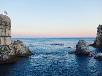 Scenic view of sea against clear sky