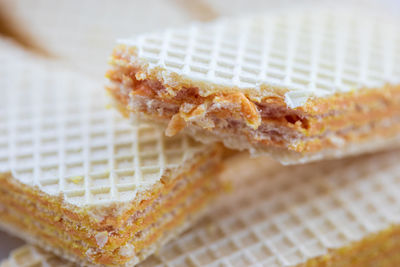 High angle view of dessert in plate on table