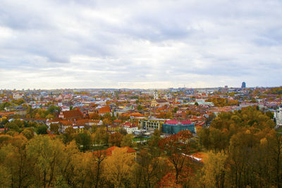 Vilnius city view, lithuania. old town and city center. urban scene. old famous buildings
