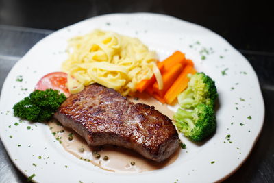 Close-up of meal served in plate