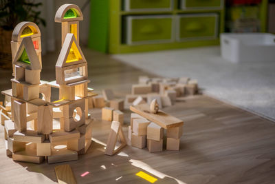 Close-up of wooden blocks