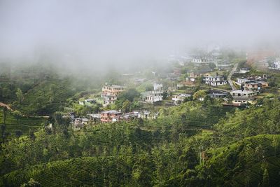 High angle view of townscape against sky