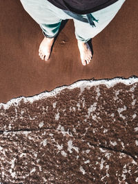 Low section of person standing on beach