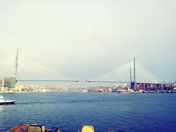 Suspension bridge over river