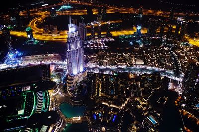 Illuminated cityscape at night