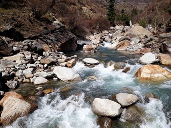 View of rocks in river