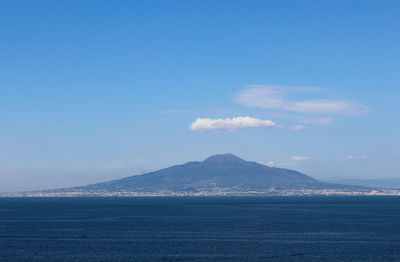 Scenic view of sea against blue sky