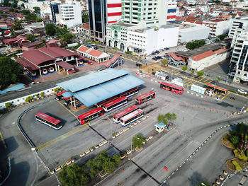 High angle view of traffic on city street