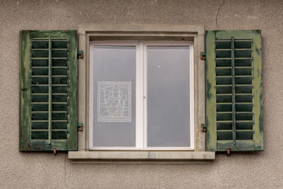 Closed door of building