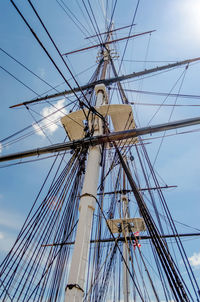 Low angle view of sailboat against sky