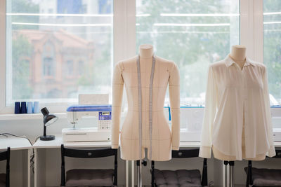 View of mannequin in clothing store