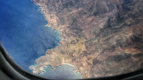 Aerial view of island and sea