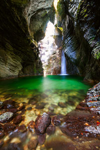 Scenic view of water flowing through rocks