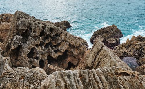 Rock formations on beach