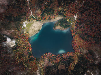 High angle view of sea and rocks