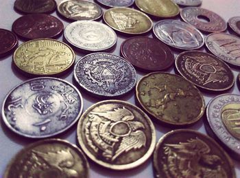 Close-up of coins