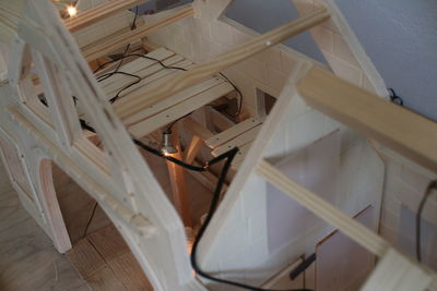 High angle view of staircase at home