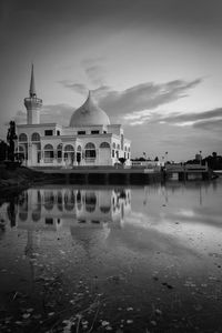 Reflection of building in water