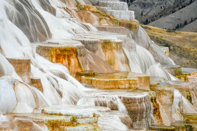 View of icicles on rock