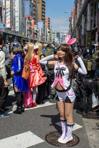 People on street in city