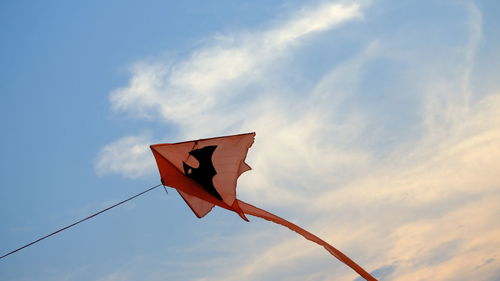 Low angle view of flag against sky