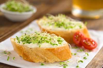 Close-up of served food in plate