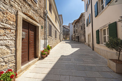 Footpath amidst buildings in city