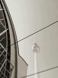 Low angle view of fernsehturm against clear sky