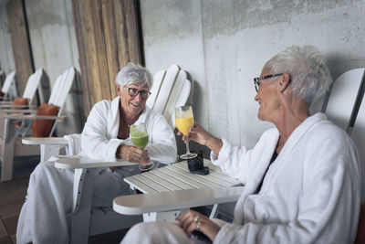 Senior women relaxing in spa