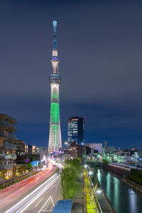 Illuminated city at night