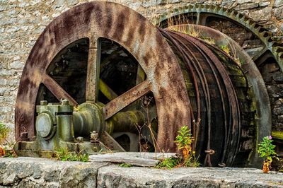 Close-up of rusty wheel