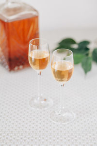 Close-up of wine glass on table