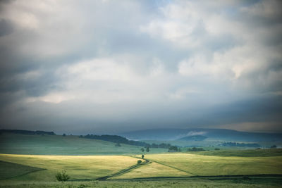 Scenic view of land against sky