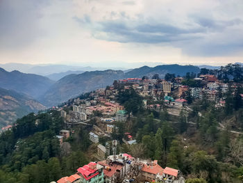 High angle view of townscape against sky