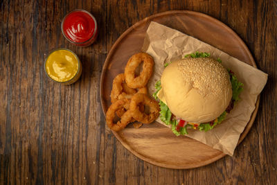 High angle view of bread on table